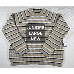 Volcom Juniors Large Girl Guide Sweater Long-Sleeve Striped Sand New With Tags